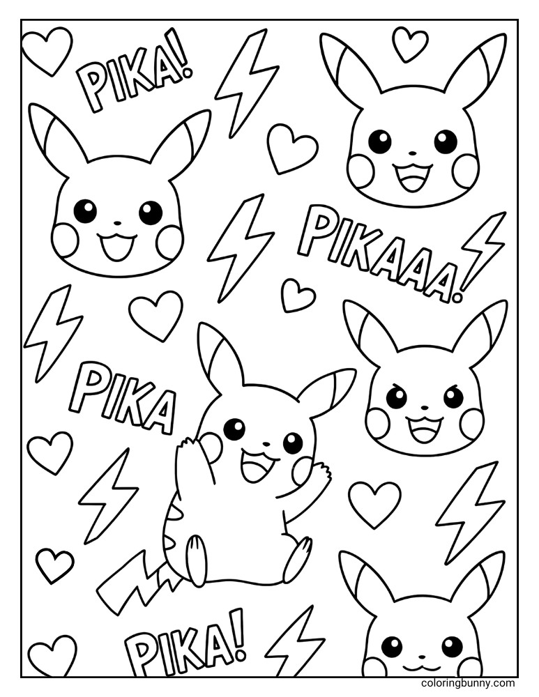 Cute Pikachu wallpaper coloring page