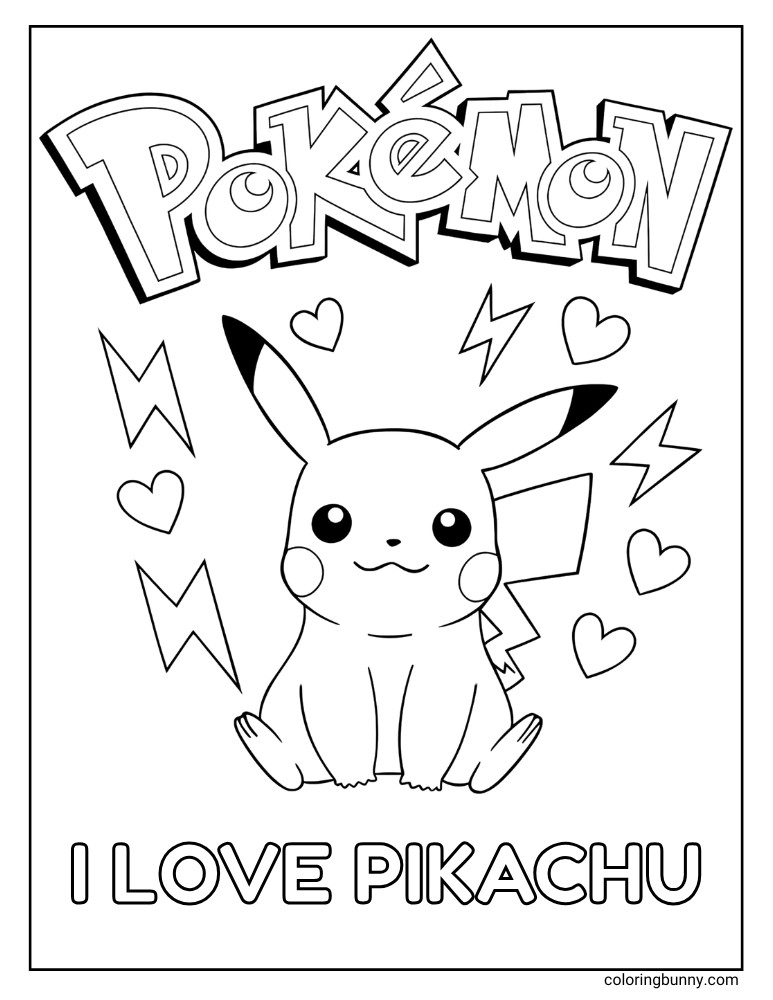 I love Pikachu coloring page