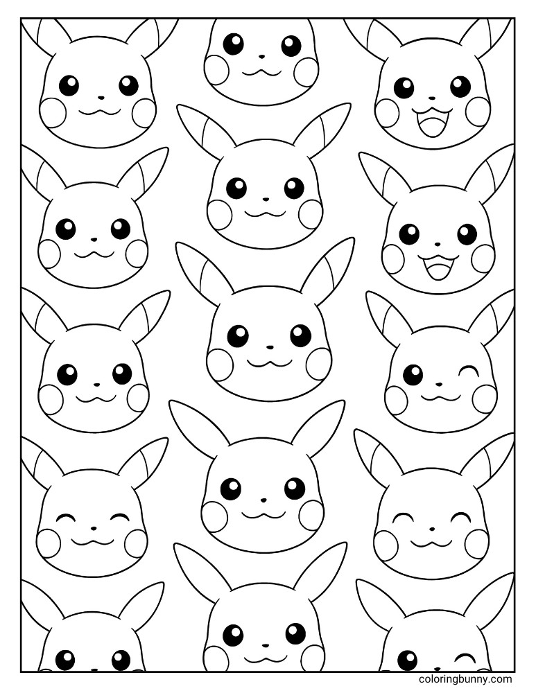 Pikachu head wallpaper coloring page