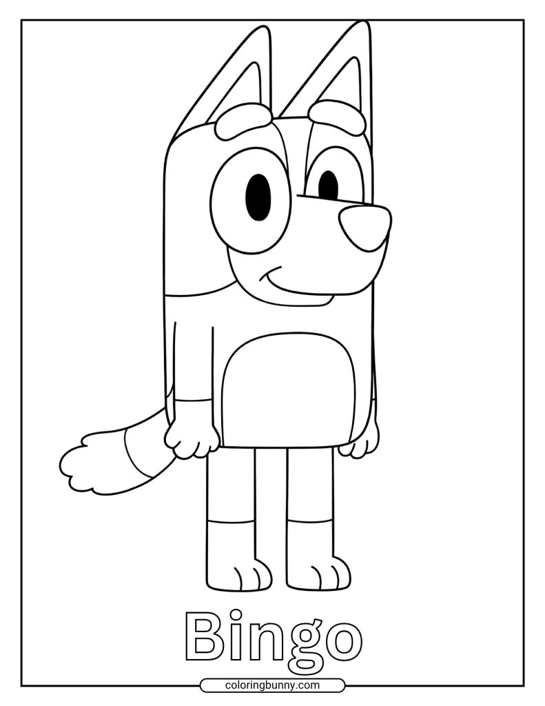 Bingo coloring page with her name underneath