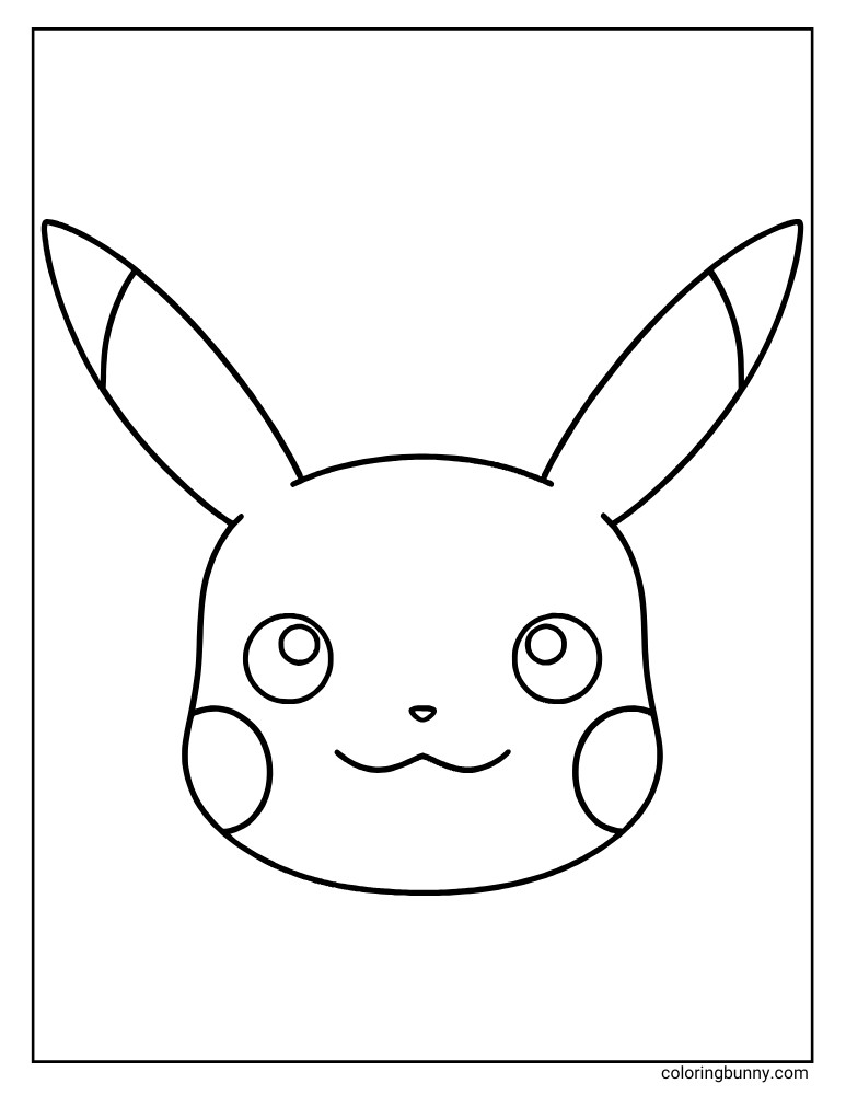 Simple and easy Pikachu head coloring page