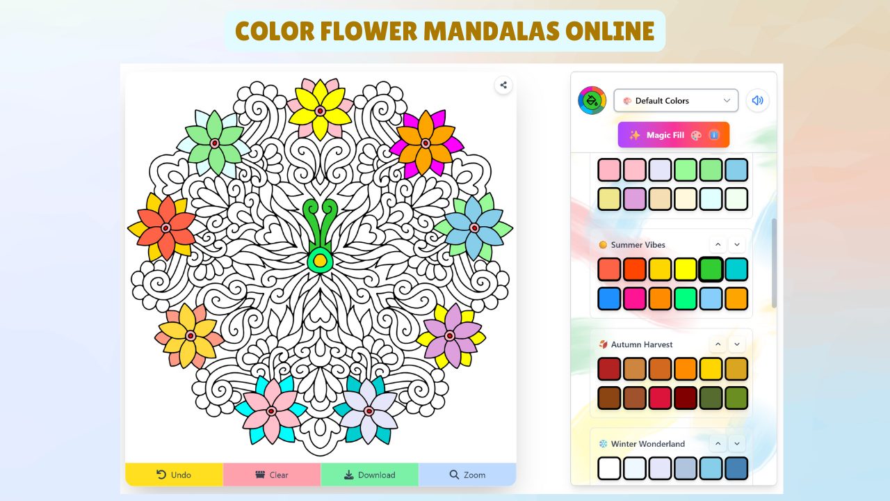 Color Hand-drawn Flower Mandalas Online