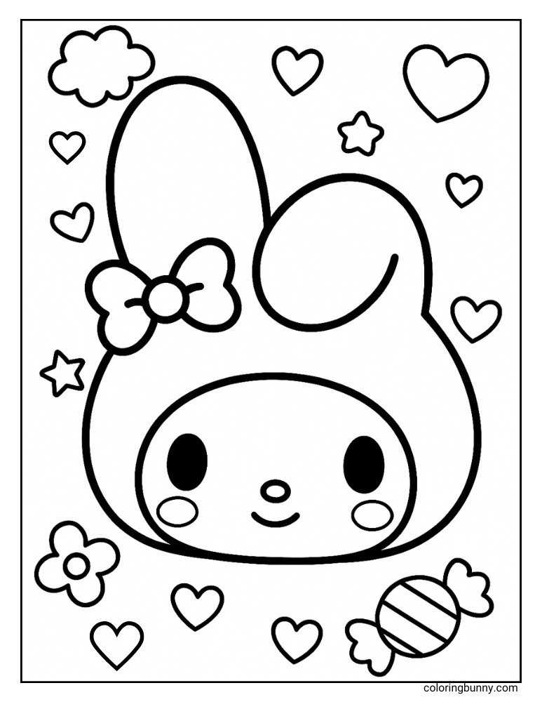 Simple My Melody head design for people to color in