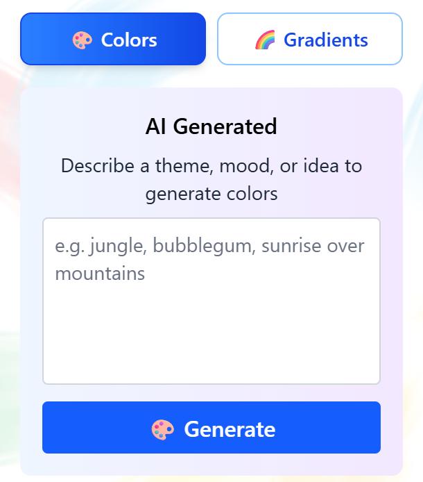 AI Generated Solid Color Palettes on the Coloring Bunny Online Coloring Tool
