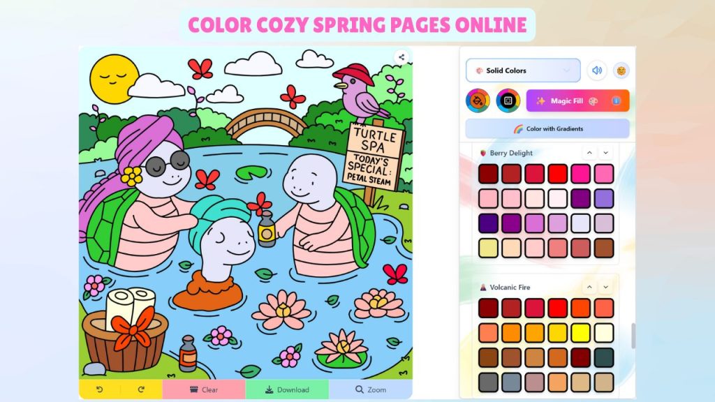 Color Hand-drawn Cozy Spring Pages Online