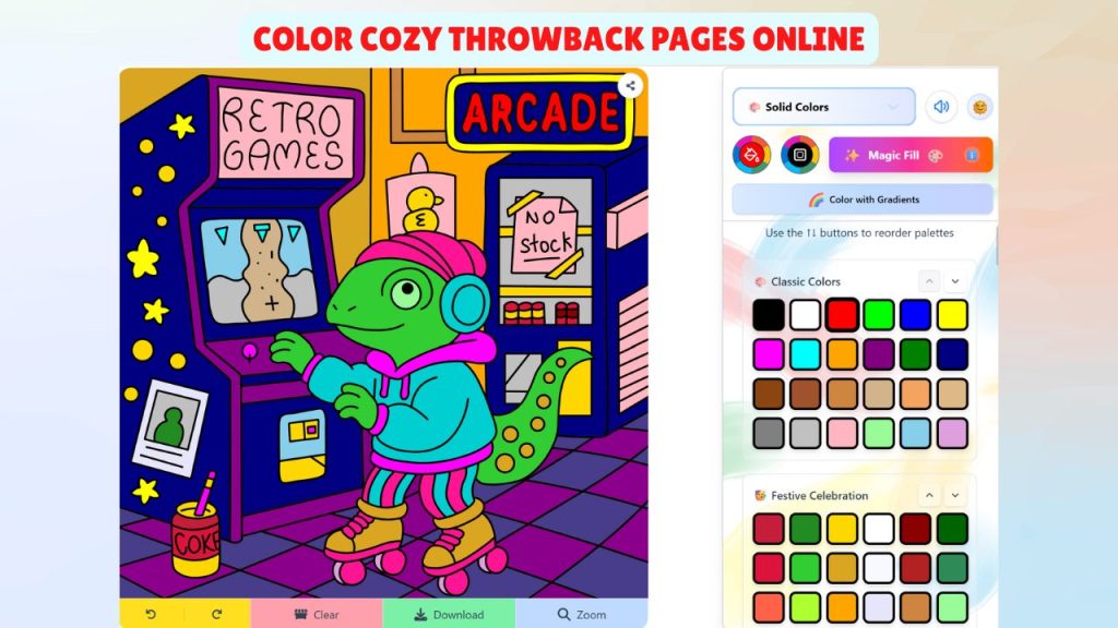 Color Hand-drawn Cozy Throwback Pages Online