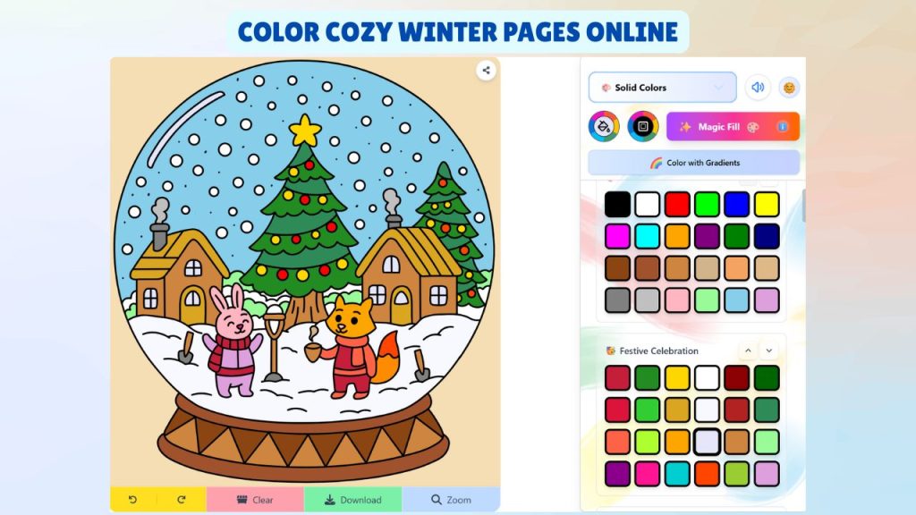 Color Hand-drawn Cozy Winter Pages Online