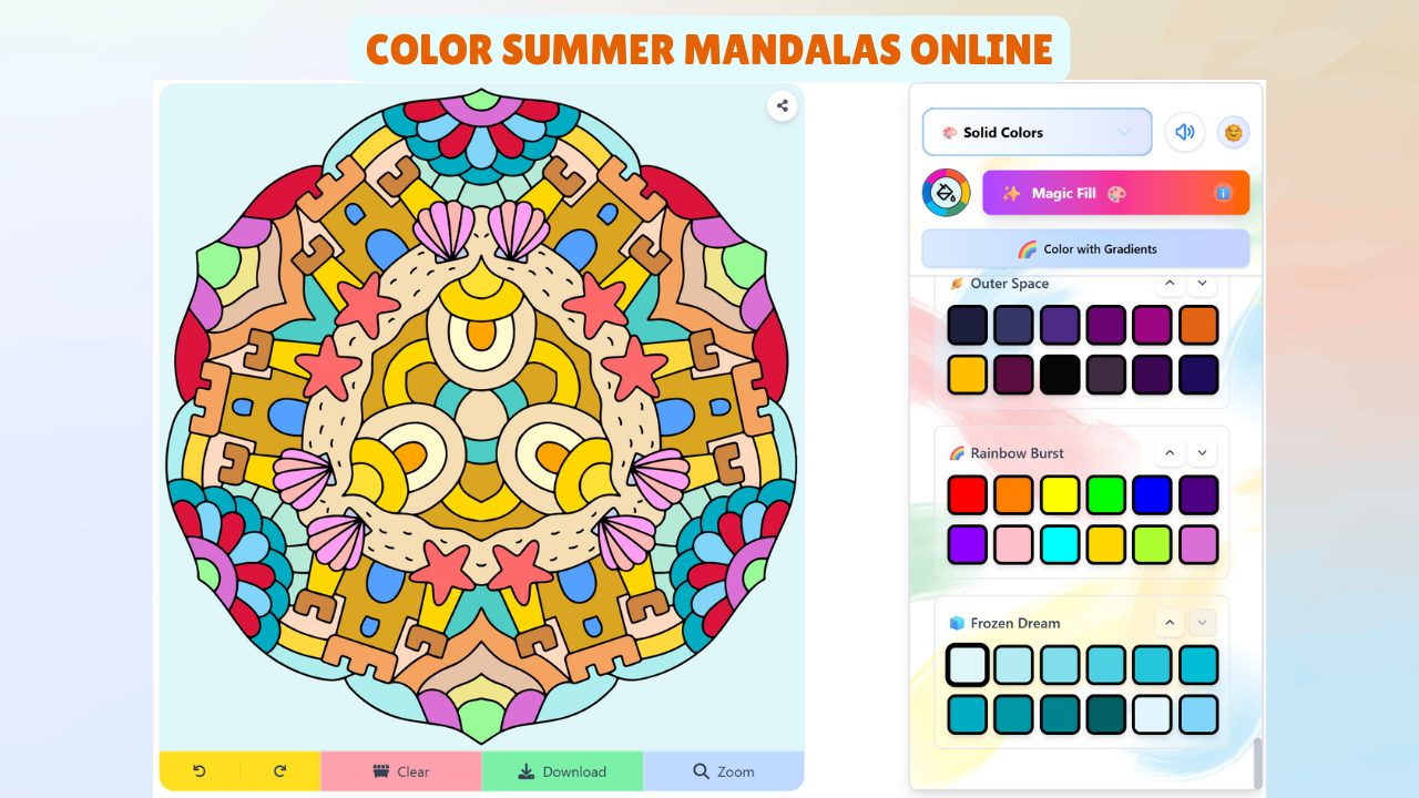 Color Hand-drawn Summer Mandalas Online