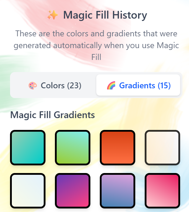Magic Fill Gradients History on the Coloring Bunny Online Coloring Tool