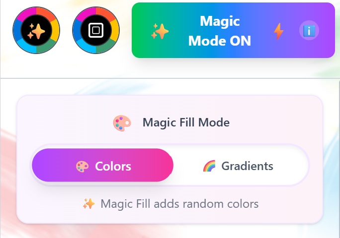 Magic Mode On with Colors or Gradients Toggle on the Coloring Bunny Online Coloring Tool
