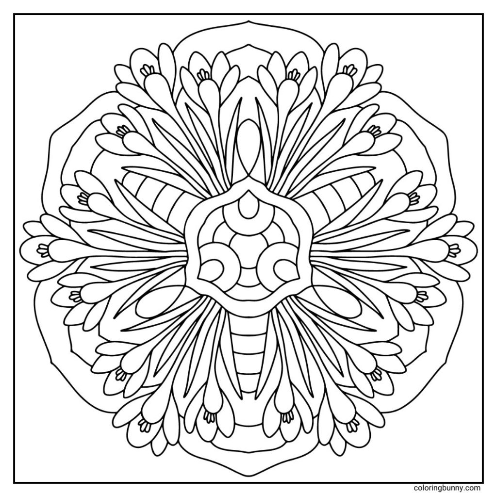 A simple hand-drawn crocus flower mandala with delicate cup-shaped blooms opening outward from the center, surrounded by slender, pointed leaves that radiate between the petals, creating a graceful and balanced floral design.