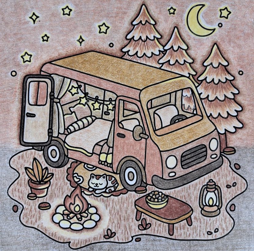 A Colored Cozy Nights Coloring Page by Bellamere