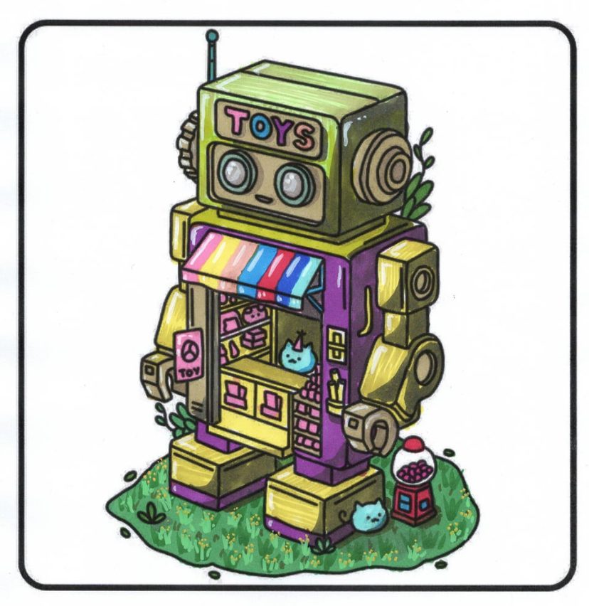 A Colored Toy Shop Coloring Page by Bellamere
