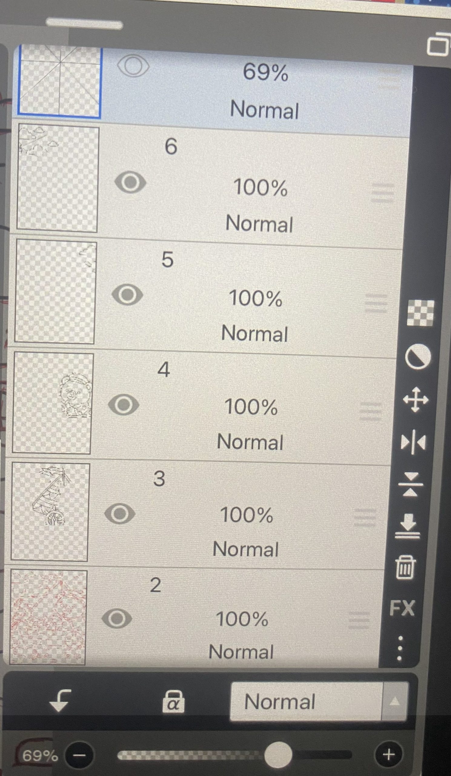Adding layers to my drawing in my iPad drawing app