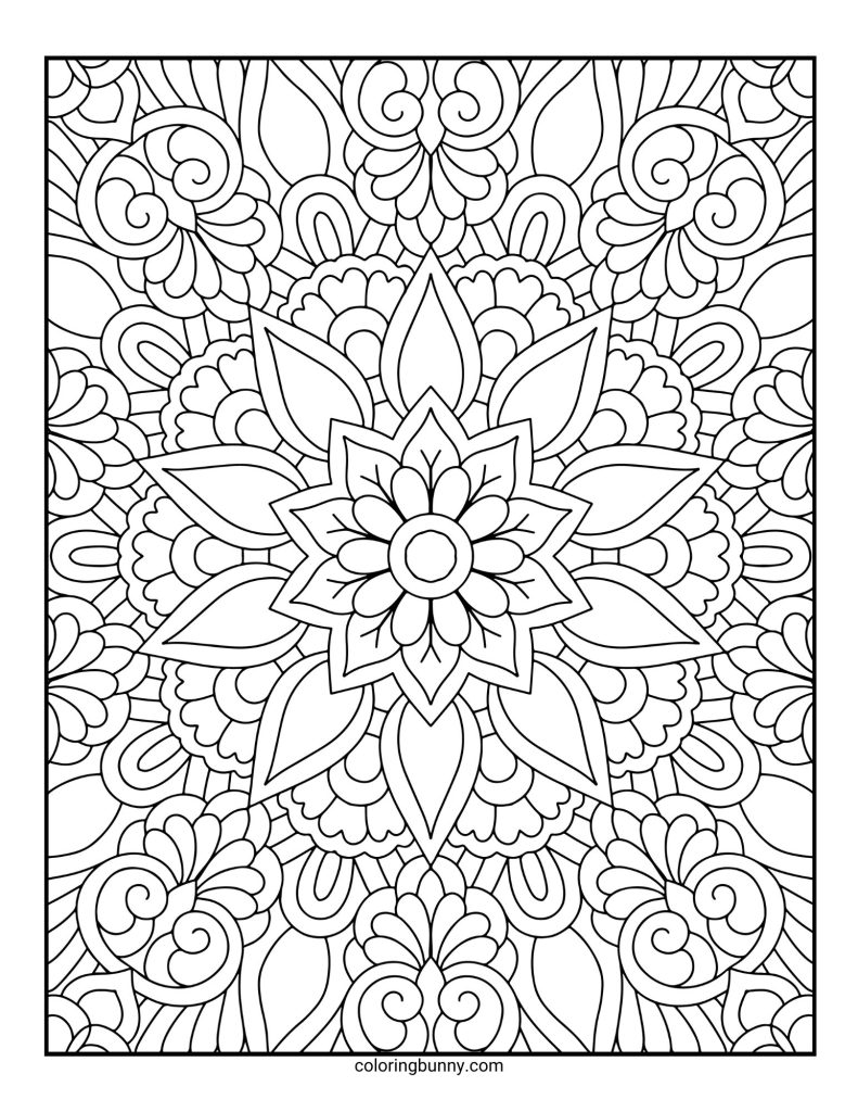 Intricate and Detailed Mandala Coloring Page for Adults