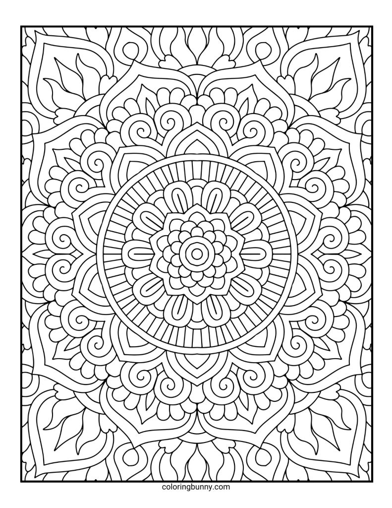 Intricate and Detailed Mandala Coloring Page for Adults