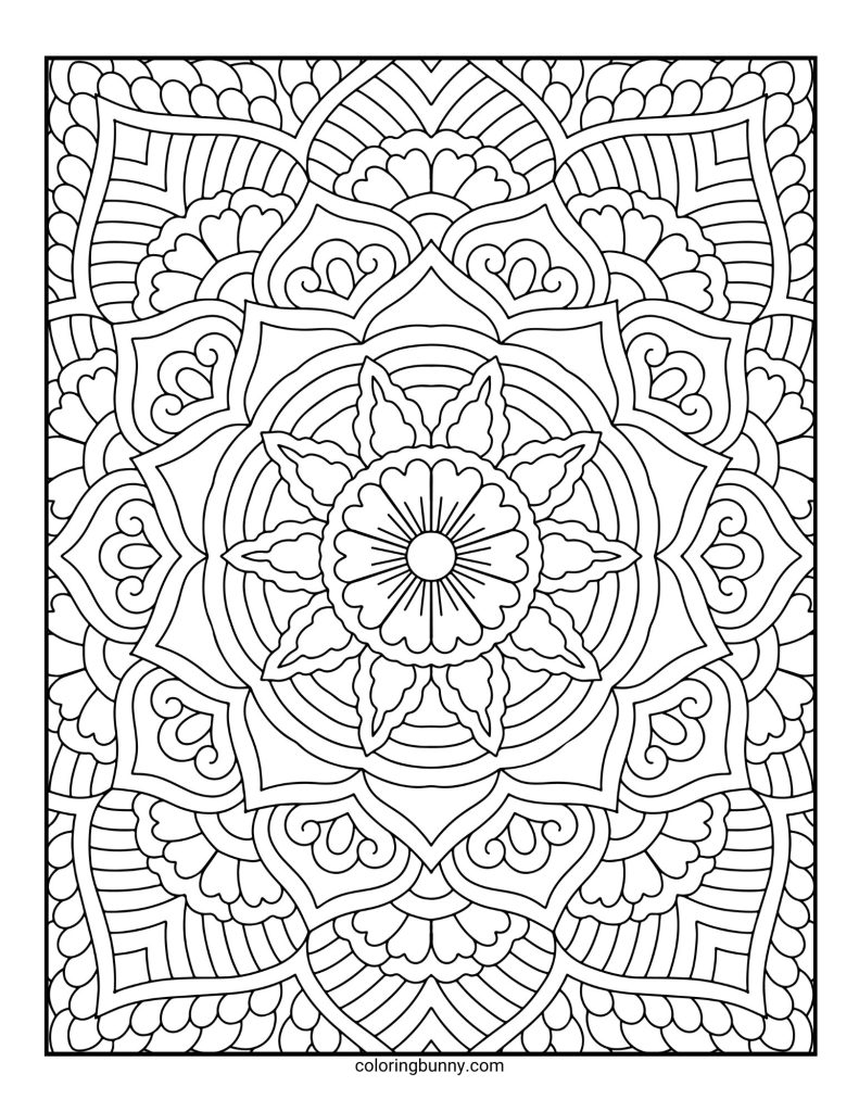 Intricate and Detailed Mandala Coloring Page for Adults