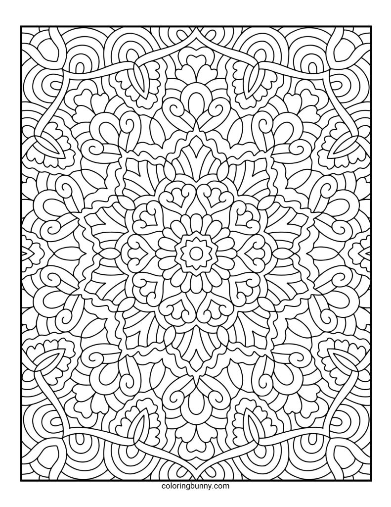 Intricate and Detailed Mandala Coloring Page for Adults