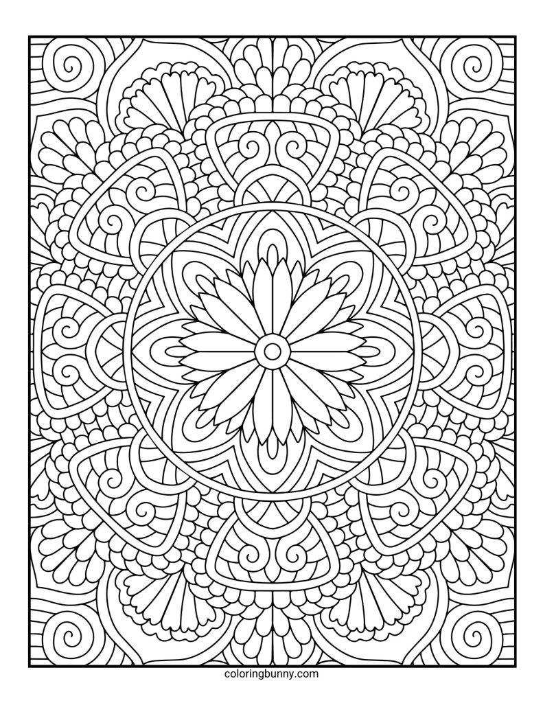 Intricate and Detailed Mandala Coloring Page for Adults