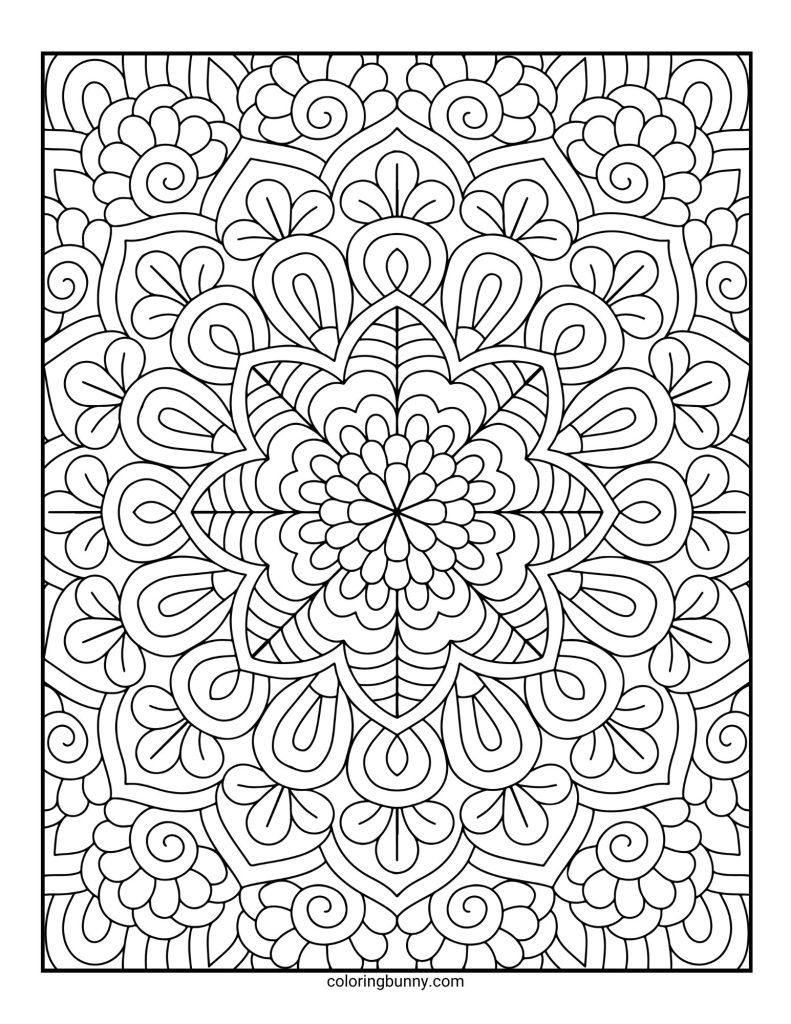 Intricate and Detailed Mandala Coloring Page for Adults