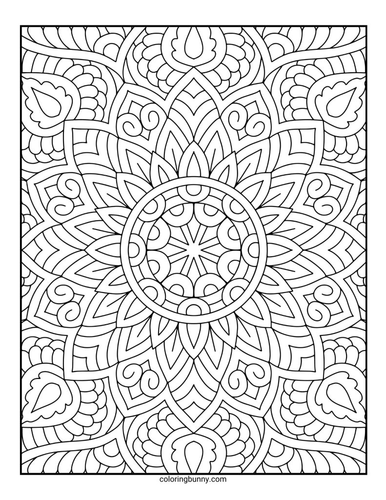Intricate and Detailed Mandala Coloring Page for Adults