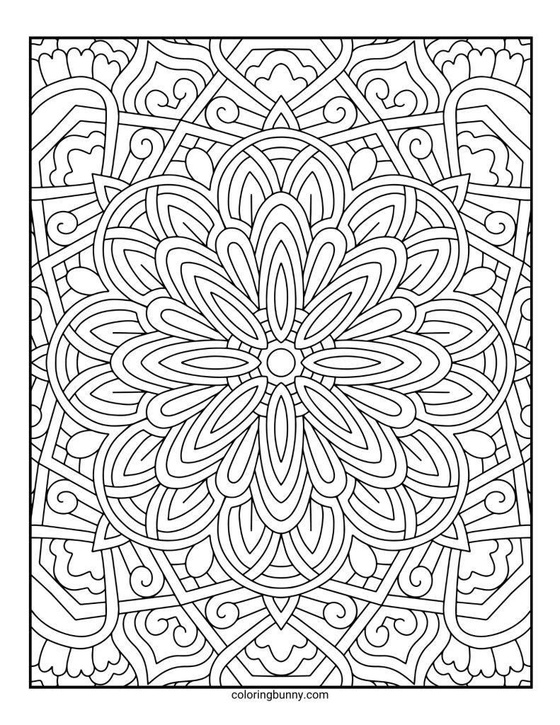 Intricate and Detailed Mandala Coloring Page for Adults