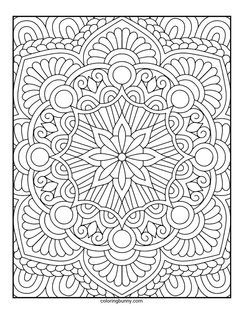 Intricate and Detailed Mandala Coloring Page for Adults