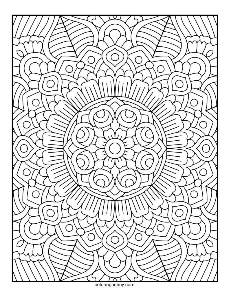 Intricate and Detailed Mandala Coloring Page for Adults