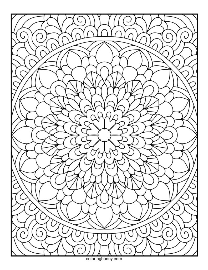 Intricate and Detailed Mandala Coloring Page for Adults