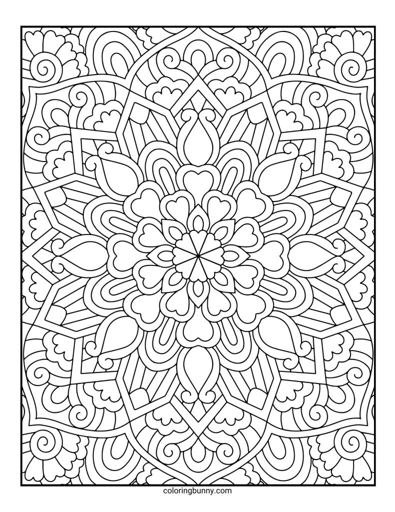 Intricate and Detailed Mandala Coloring Page for Adults