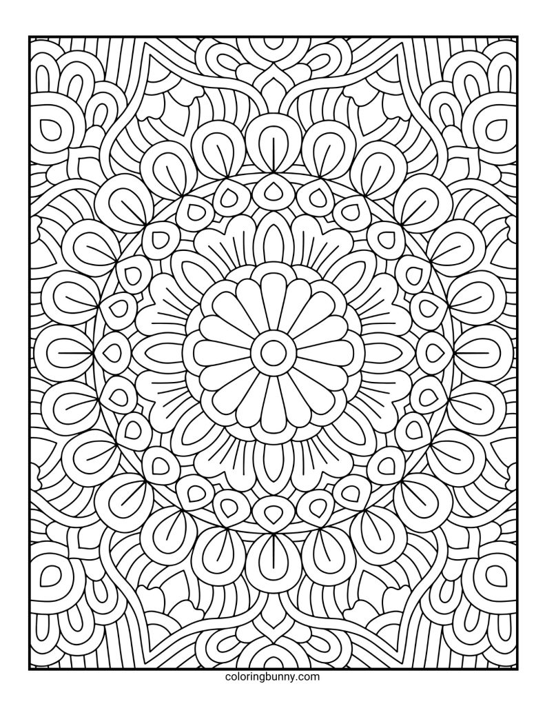 Intricate and Detailed Mandala Coloring Page for Adults