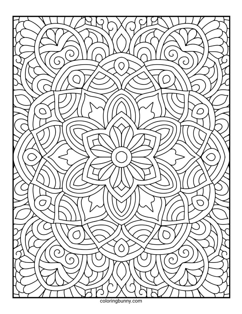 Intricate and Detailed Mandala Coloring Page for Adults