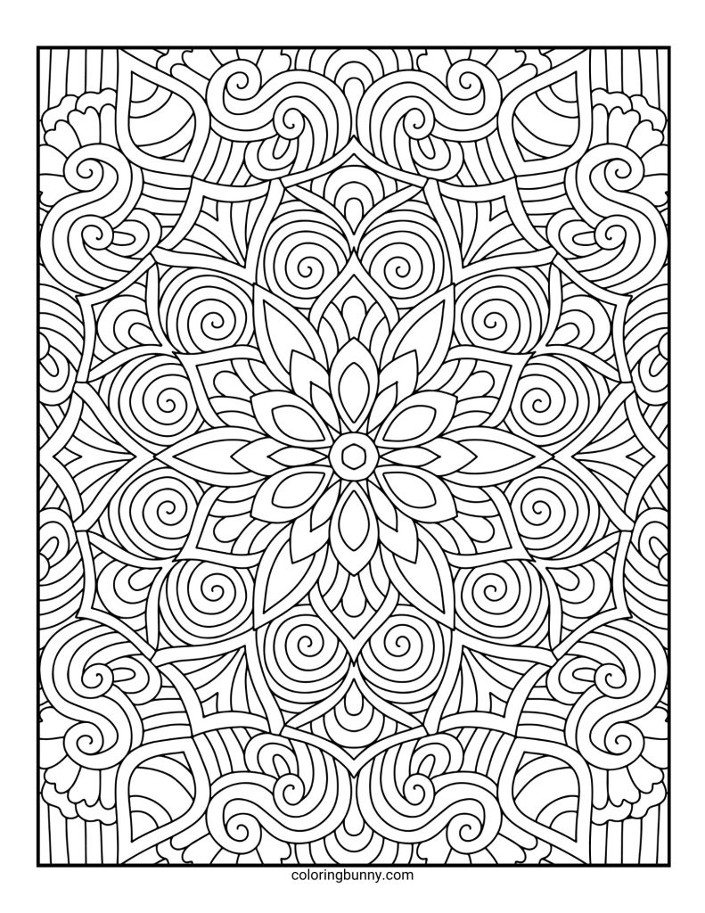 Intricate and Detailed Mandala Coloring Page for Adults