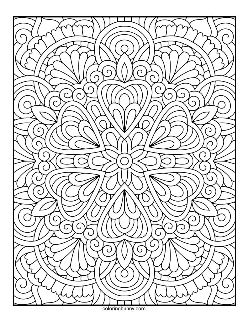 Intricate and Detailed Mandala Coloring Page for Adults