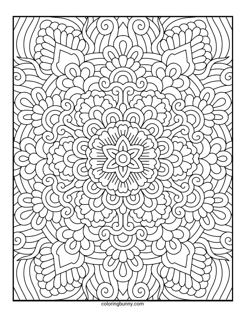 Intricate and Detailed Mandala Coloring Page for Adults