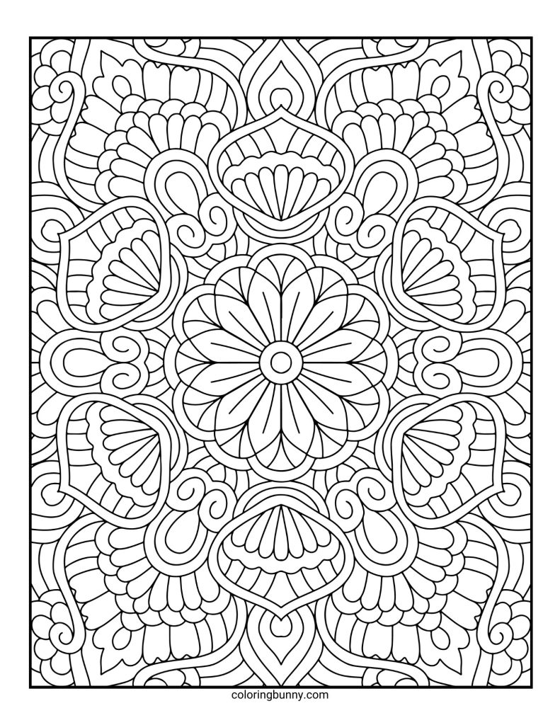 Intricate and Detailed Mandala Coloring Page for Adults