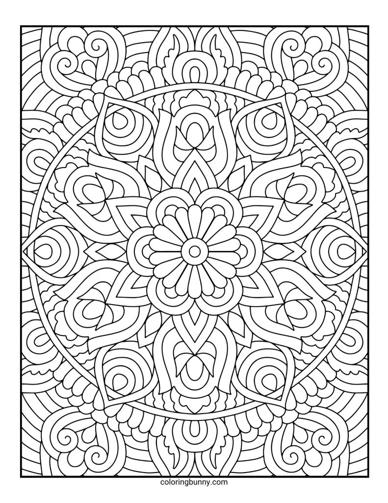 Intricate and Detailed Mandala Coloring Page for Adults