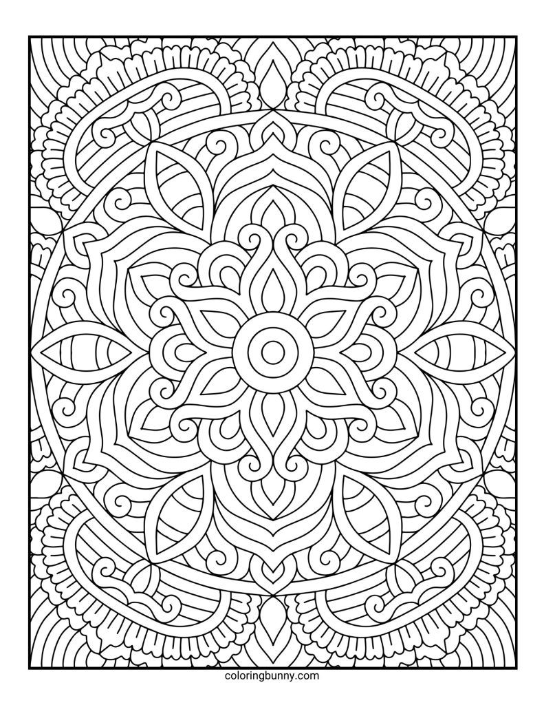 Intricate and Detailed Mandala Coloring Page for Adults