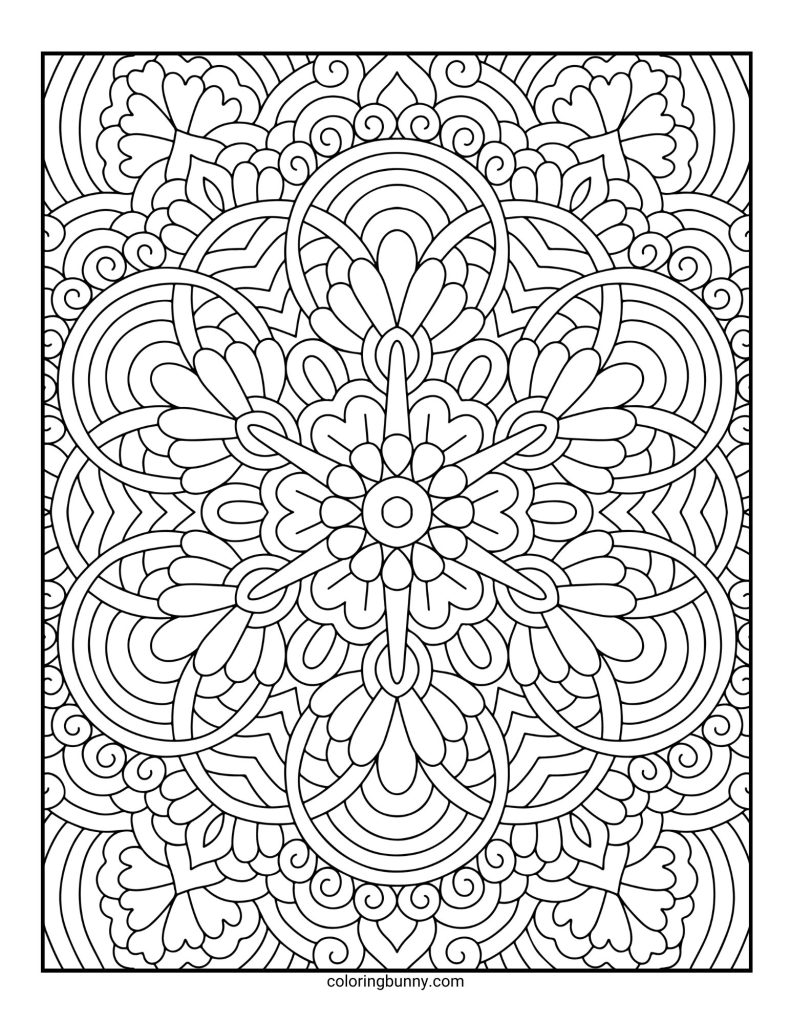 Intricate and Detailed Mandala Coloring Page for Adults
