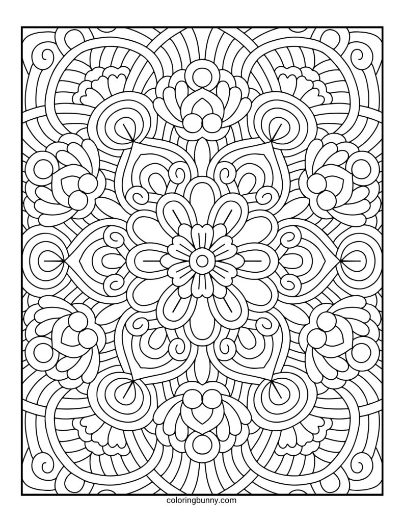 Intricate and Detailed Mandala Coloring Page for Adults