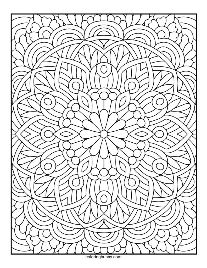 Intricate and Detailed Mandala Coloring Page for Adults