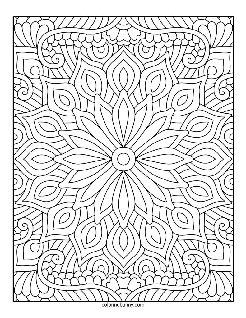 Intricate and Detailed Mandala Coloring Page for Adults