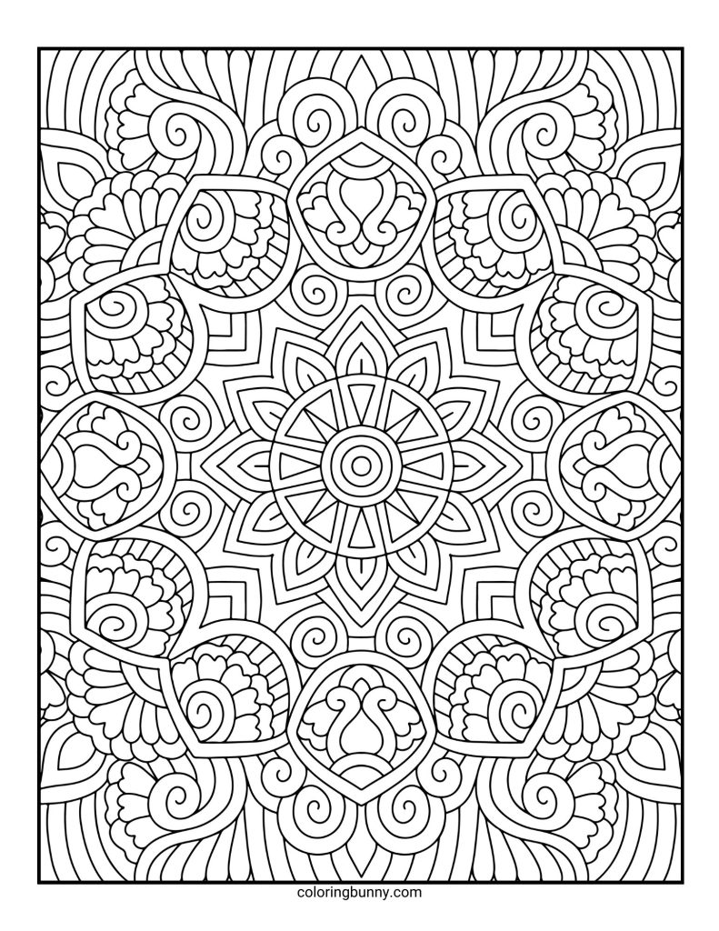 Intricate and Detailed Mandala Coloring Page for Adults