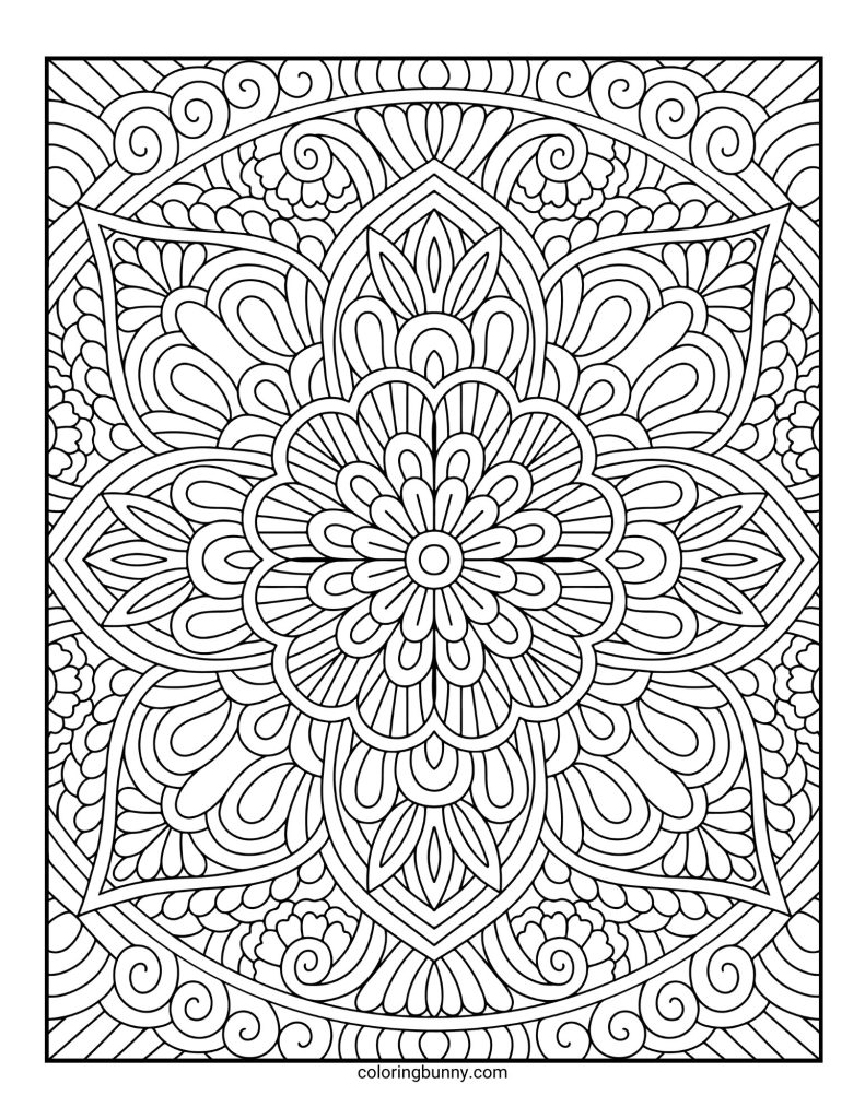 Intricate and Detailed Mandala Coloring Page for Adults