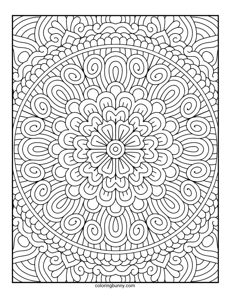 Intricate and Detailed Mandala Coloring Page for Adults