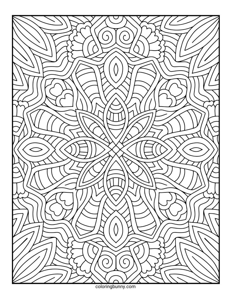 Intricate and Detailed Mandala Coloring Page for Adults
