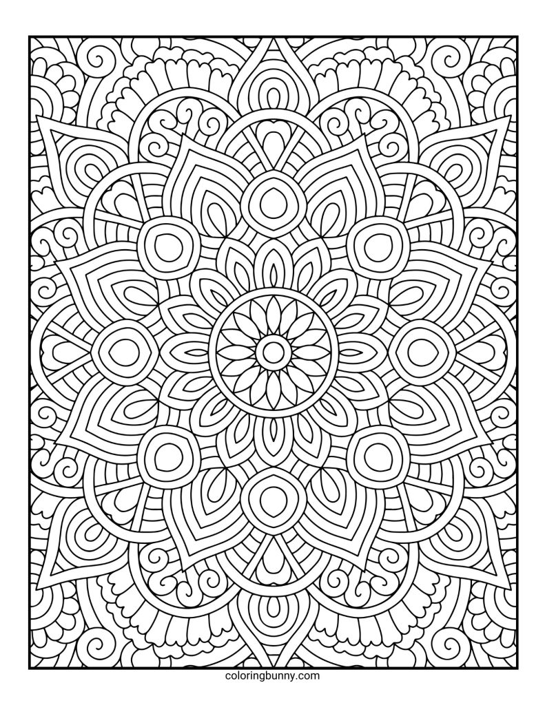 Intricate and Detailed Mandala Coloring Page for Adults