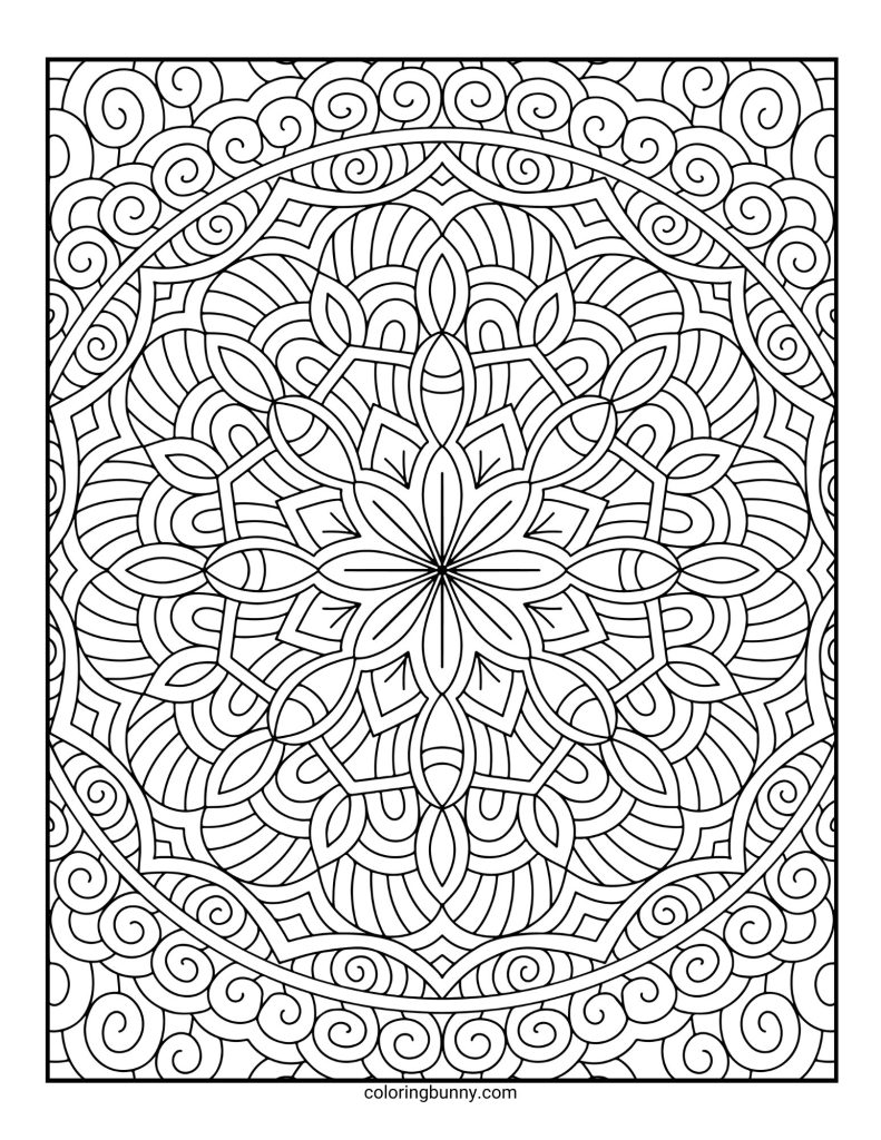 Intricate and Detailed Mandala Coloring Page for Adults