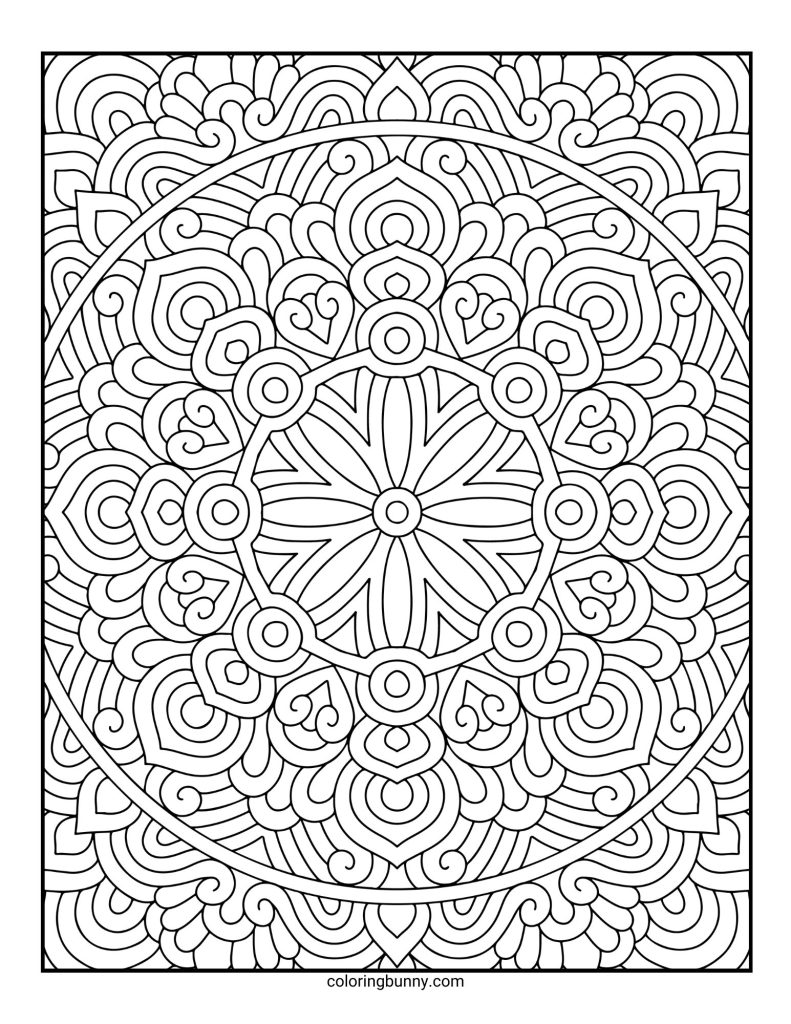 Intricate and Detailed Mandala Coloring Page for Adults