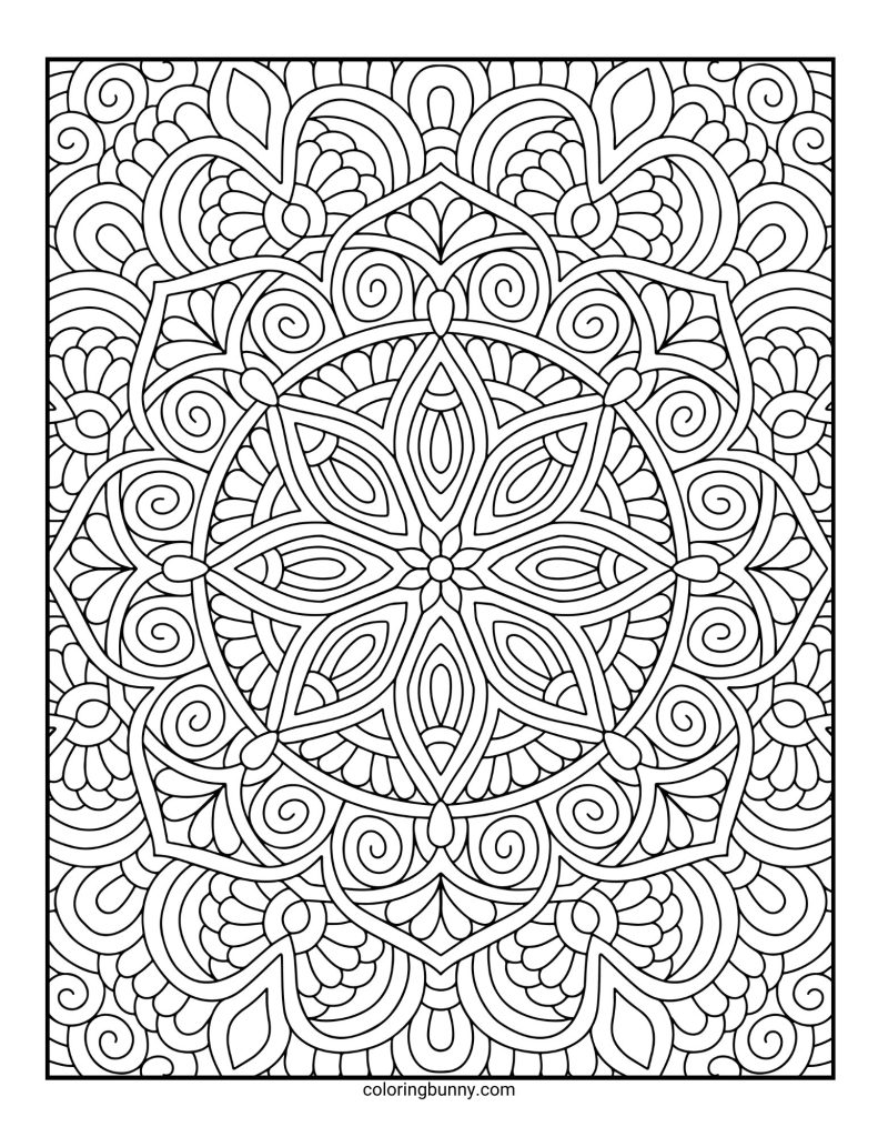Intricate and Detailed Mandala Coloring Page for Adults